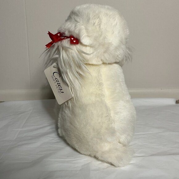 NEW Russ Caress Soft Pets Princess Plush White Stuffed Dog Puppy Fluffy Red - Picture 5 of 7